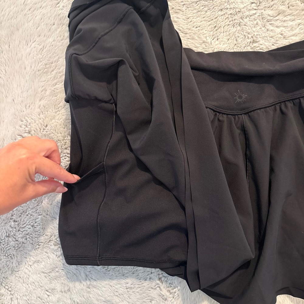 OFFLINE Aerie Real Good V-Waist Lined Shorts Black Pockets XL Flirty Sporty - Picture 8 of 8